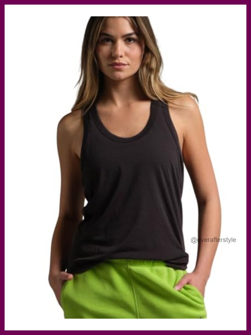 MUNICIPAL Knockout Layering Tank Racerback Ribbed Side Panels Shirt Tail Hem